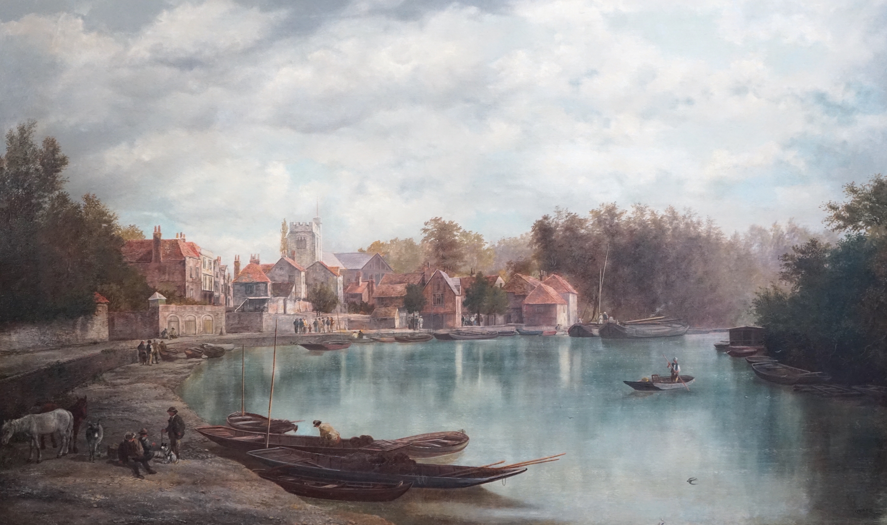 William Howard (British, 1800-1850), Twickenham viewed from the river, oil on canvas, 75 x 125cm